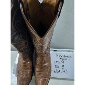 Montana Vintage  Mens Sz 9 Two Toned Brown Leather Cowboy Boots Need Resoled